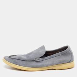 Loro Piana Grey Suede Walk Slip On Loafers Size 43