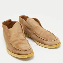 Loro Piana Brown Suede Open Walk Boots Size 42