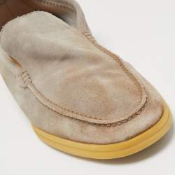 Pre Owned Loro Piana Grey Suede Summer Walk Slip On Loafers Size 42