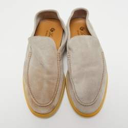Pre Owned Loro Piana Grey Suede Summer Walk Slip On Loafers Size 42