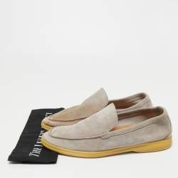 Pre Owned Loro Piana Grey Suede Summer Walk Slip On Loafers Size 42
