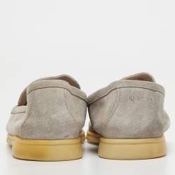 Pre Owned Loro Piana Grey Suede Summer Walk Slip On Loafers Size 42