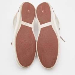 Pre Owned Loro Piano Beige Suede and Woven Fabric New Port Low Top Sneakers Size 46
