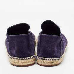 Pre Owned Loro Piana Dark Purple Suede Seaside Walk Espadrilles Size 44