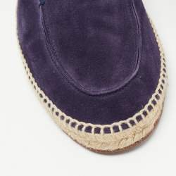 Pre Owned Loro Piana Dark Purple Suede Seaside Walk Espadrilles Size 44
