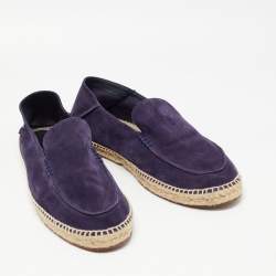 Pre Owned Loro Piana Dark Purple Suede Seaside Walk Espadrilles Size 44