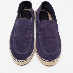 Pre Owned Loro Piana Dark Purple Suede Seaside Walk Espadrilles Size 44