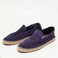 Pre Owned Loro Piana Dark Purple Suede Seaside Walk Espadrilles Size 44