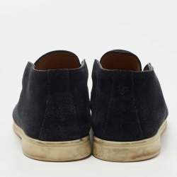 مملوكة مسبقًا Loro Piana Navy Blue Suede Open Walk Ankle Boots Size 44