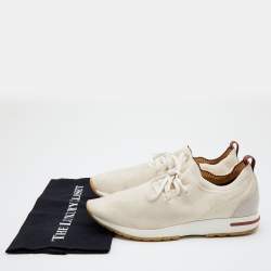 Loro Piana Off White Knit Fabric 360 Flexy Walker Lace Up Sneakers Size 44