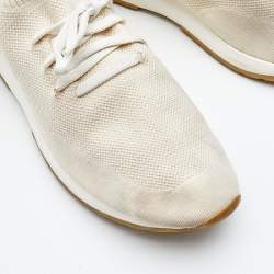 Loro Piana Off White Knit Fabric 360 Flexy Walker Lace Up Sneakers Size 44