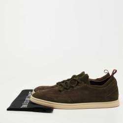 Pre Owned Loro Piana Olive Green Suede 360 Flexy Walker Sneakers Size 43.5