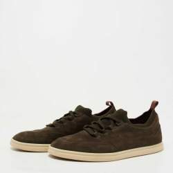 Pre Owned Loro Piana Olive Green Suede 360 Flexy Walker Sneakers Size 43.5