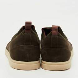 Pre Owned Loro Piana Olive Green Suede 360 Flexy Walker Sneakers Size 43.5