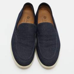 Pre Owned Loro Piana Blue Denim 'Summer Walk' Slip On Loafers Size 42