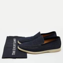 Pre Owned Loro Piana Blue Denim 'Summer Walk' Slip On Loafers Size 42