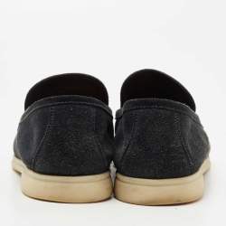 Pre Owned Loro Piana Navy Blue Suede Summer Walk Loafers Size 43.5