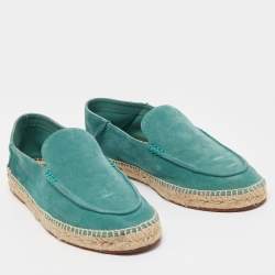 Loro Piana Green Suede Summer Walk Loafers Size 42