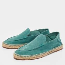 Loro Piana Green Suede Summer Walk Loafers Size 42