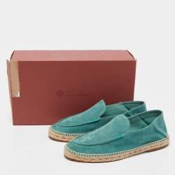 Loro Piana Green Suede Summer Walk Loafers Size 42