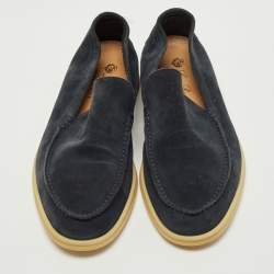 Pre Owned Loro Piana Navy Blue Suede Summer Walks Loafers Size 41