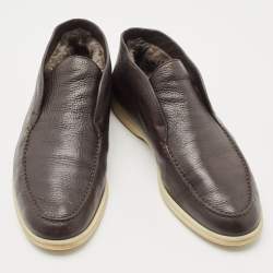 Pre Owned Loro Piana Brown Leather Open Walk Ankle Boots Size 41