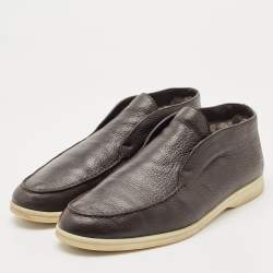 Pre Owned Loro Piana Brown Leather Open Walk Ankle Boots Size 41