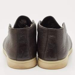 Pre Owned Loro Piana Brown Leather Open Walk Ankle Boots Size 41