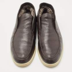 Pre Owned Loro Piana Brown Leather Open Walk Ankle Boots Size 41