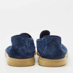 Pre Owned Loro Piana Navy Blue Suede Summer Walk Loafers Size 41