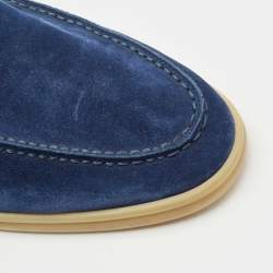 Pre Owned Loro Piana Navy Blue Suede Summer Walk Loafers Size 41