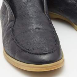 Pre Owned Loro Piana Navy Blue Leather Open Walk Ankle Boots Size 41