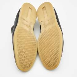 Pre Owned Loro Piana Navy Blue Leather Open Walk Ankle Boots Size 41