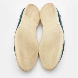 Pre Owned Loro Piana Teal Suede Summer Walk Loafers Size 41.5