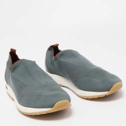 Pre Owned Loro Piana Green Knit Fabric 360 Lp Flexy Walk Sneakers Size 43