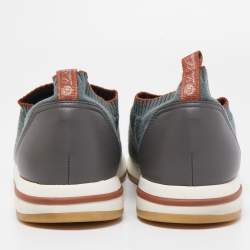 Pre Owned Loro Piana Green Knit Fabric 360 Lp Flexy Walk Sneakers Size 43