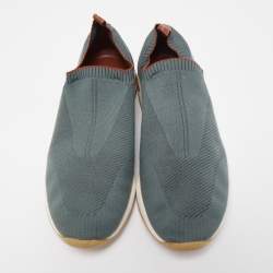 Pre Owned Loro Piana Green Knit Fabric 360 Lp Flexy Walk Sneakers Size 43