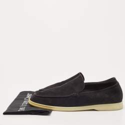 Pre Owned Loro Piana Black Suede Summer Walk Slip On Loafers Size 43