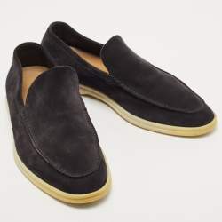 Pre Owned Loro Piana Black Suede Summer Walk Slip On Loafers Size 43