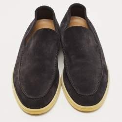 Pre Owned Loro Piana Black Suede Summer Walk Slip On Loafers Size 43
