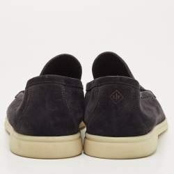 Pre Owned Loro Piana Black Suede Summer Walk Slip On Loafers Size 43