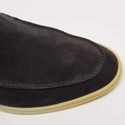 Pre Owned Loro Piana Black Suede Summer Walk Slip On Loafers Size 43