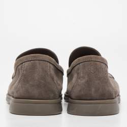 Pre Owned Loro Piana Brown Suede Summer Walk Slip On Loafers Size 43