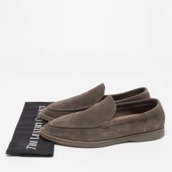 Pre Owned Loro Piana Brown Suede Summer Walk Slip On Loafers Size 43