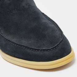 Pre Owned Loro Piana Navy Blue Suede Summer Walk Slip On Loafers Size 43