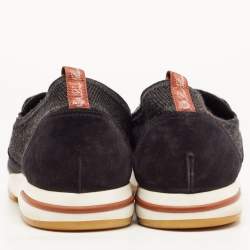 Pre Owned Loro Piana Black Knit Fabric 360 LP Flexy Walk Sneakers Size 44