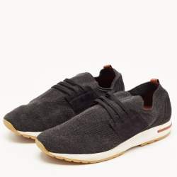 Pre Owned Loro Piana Black Knit Fabric 360 LP Flexy Walk Sneakers Size 44