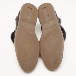 Pre Owned Loro Piana Grey Suede and Shearling Fur Open Walk Chukka Boots Size 39