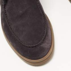 Pre Owned Loro Piana Grey Suede and Shearling Fur Open Walk Chukka Boots Size 39