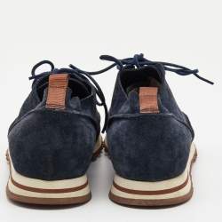 Pre Owned Loro Piana Navy Blue Suede Weekend Walk Trainers Sneakers Size 42